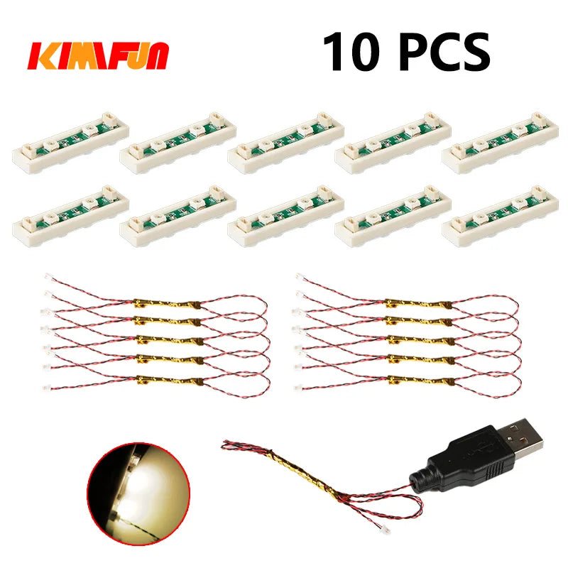 10PCS 0.8mm Pin RGB LED Building Blocks USB Lamp DIY Street Light City Electric Decorate 1X1 Brick Compatible All Brands