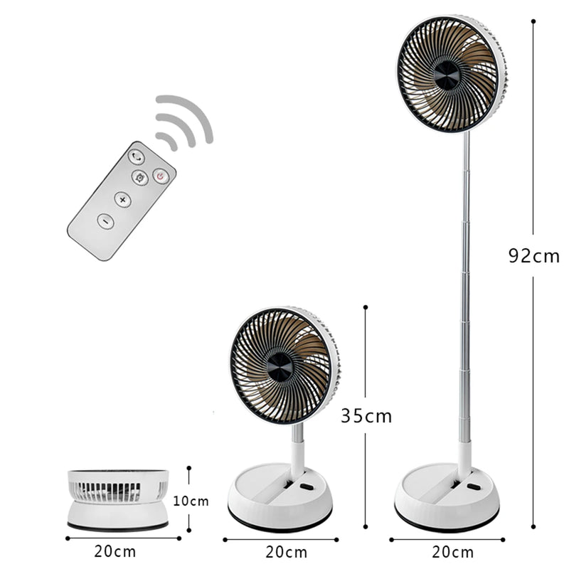 USB 8 inch Remote Control Fan Telescopic Folding Fan USB Charging Super Quiet Adjustable Height and Head Great for Office Home