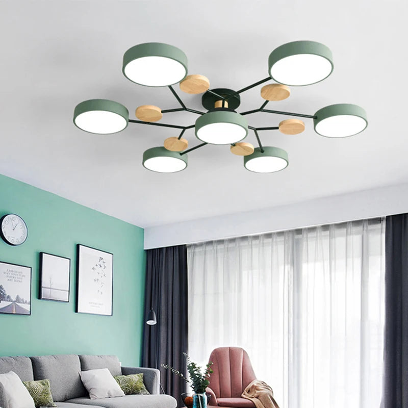 LED Chandelier with 3 Different Colors Suitable for Living Room Bedroom Study Home Decoration Indoor Lighting AC90-260V