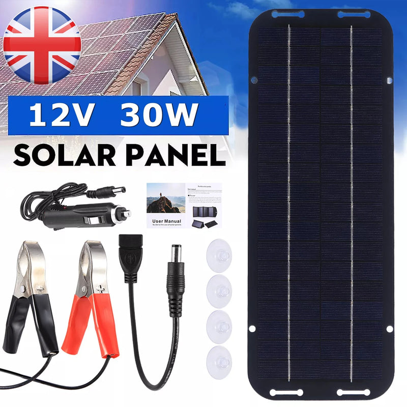 30W Solar Panel Kit Complete 12V Polycrystalline USB Power Portable Outdoor Rechargeable Solar Cell Solar Generator for Home
