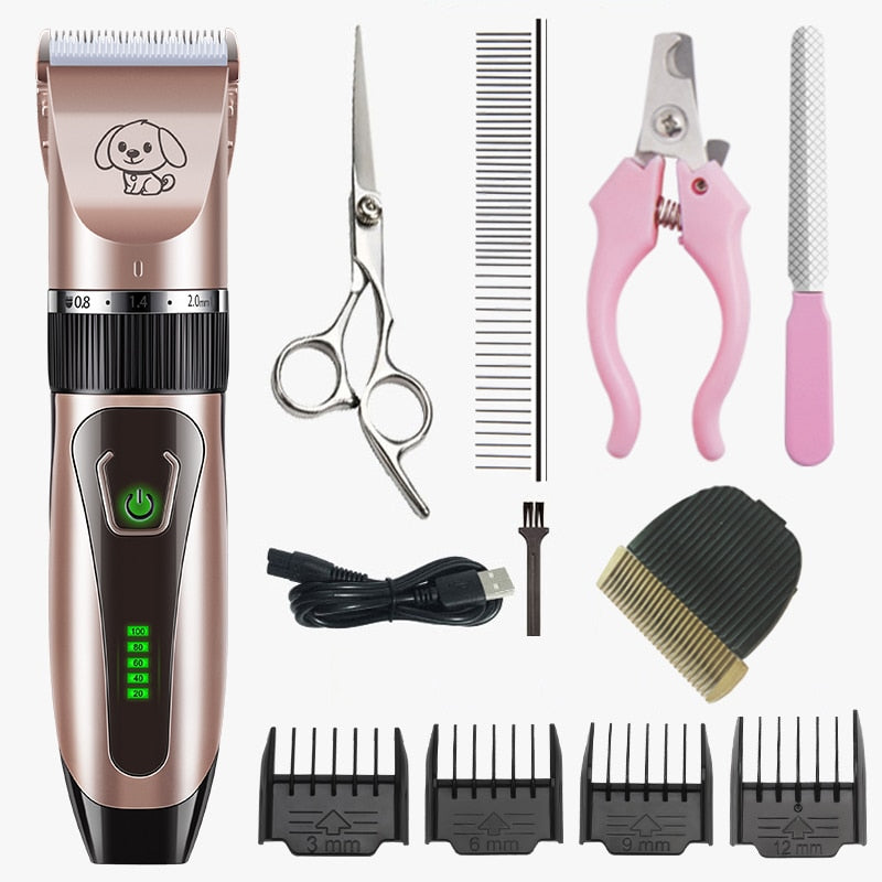 Dogs Clipper Grooming Clipper Kit USB Professional Rechargeable Low-Noise Clipper For Dog  Pets Hair Trimmer Display Battery