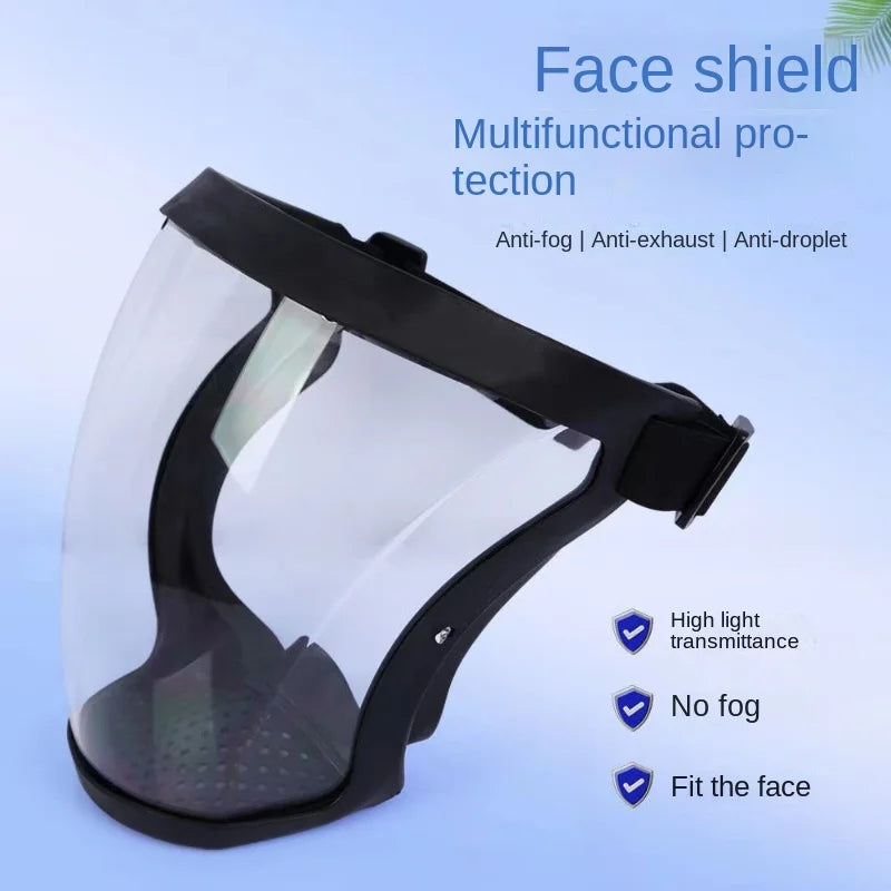 1pcsBlack Kitchen Anti-splash Face Mask Transparent Full Face Shield Safety Glasses Eye Protection Anti-Splash Fog WindproofMask