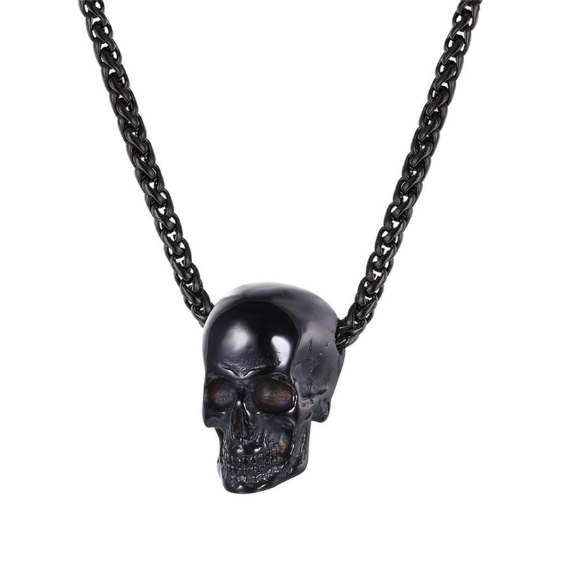 U7 Halloween Skull Necklace Pendant Skeleton Men Necklaces Gift Punk Gothic Goth Stainless Steel Mens Jewelry