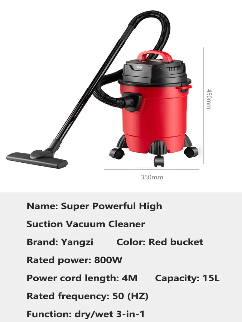 Household large suction handheld vacuum cleaner Large Capacity barrel Small commercial wet and dry Ultra-Powerful vacuum cleaner