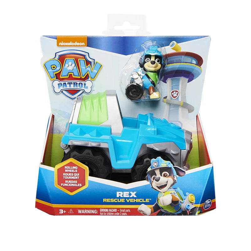 Original Paw Patrol Rex’s Dinosaur Rescue Vehicle with Collectible Action Figure Anime Doll Kids Toy Birthday Christmas Gift