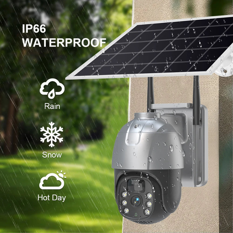 SANSCO 4K 8MP 4G PTZ Solar Camera Battery PIR Motion Detection Outdoor 4MP Security CCTV Surveillance IP Camera V380 Pro