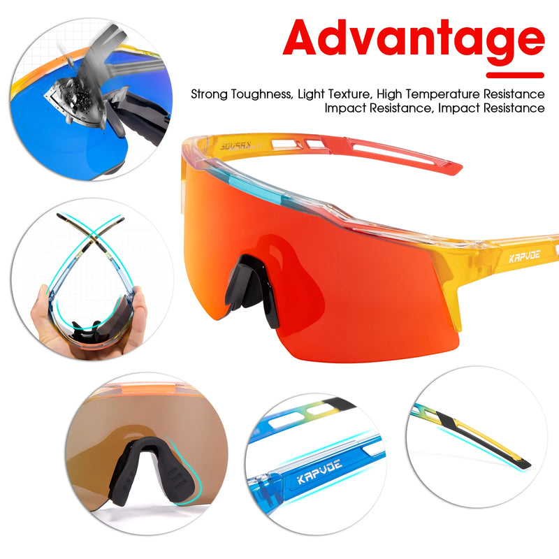 Kapvoe Kids Cycling Sunglasses MTB Fishing Sport Bicycle Glasses UV400 Child Camping Goggles Boys Girls Outdoor Bike Eyewear