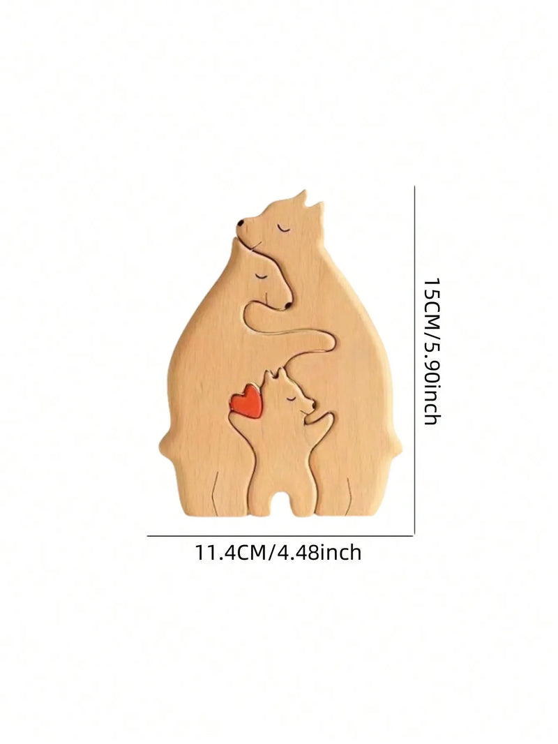 3 Wooden Mother and Child Bear Set Jigsaw Puzzle Bedroom Living Room Desktop Bear Hugs Family Ornament Solid Wood Crafts