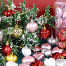 12pcs/box Heart Shaped Hanging Ornaments For Valentine's Day Christmas Pendant Xmas Tree Ball Navidad New Year Xmas Party Decor