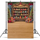 Santa Claus Workshop Backdrops Kids Family Photography Props Magic Christmas Fireplace Gifts Wreath Xmas Trees Backgrounds