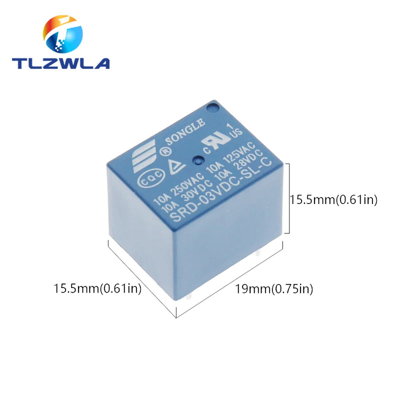 5Pcs Relays SRD-03VDC-SL-C SRD-05VDC-SL-C SRD-06VDC-SL-C SRD-09VDC-SL-C SRD-12VDC-SL-C 3V 5V 6V 9V 12V 24V 48V 10A 250VAC 5PIN