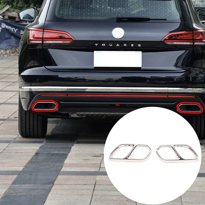 For Volkswagen Touareg 2019-2022 Stainless Steel Black Car Exhaust Muffler  Exhaust Pipe Cover Trim Stickers Car Accessories