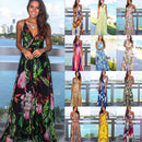 Summer New Women's Dress Long Sleeveless Printed Beach Tank Dress Fashionable European American Cross-border Style