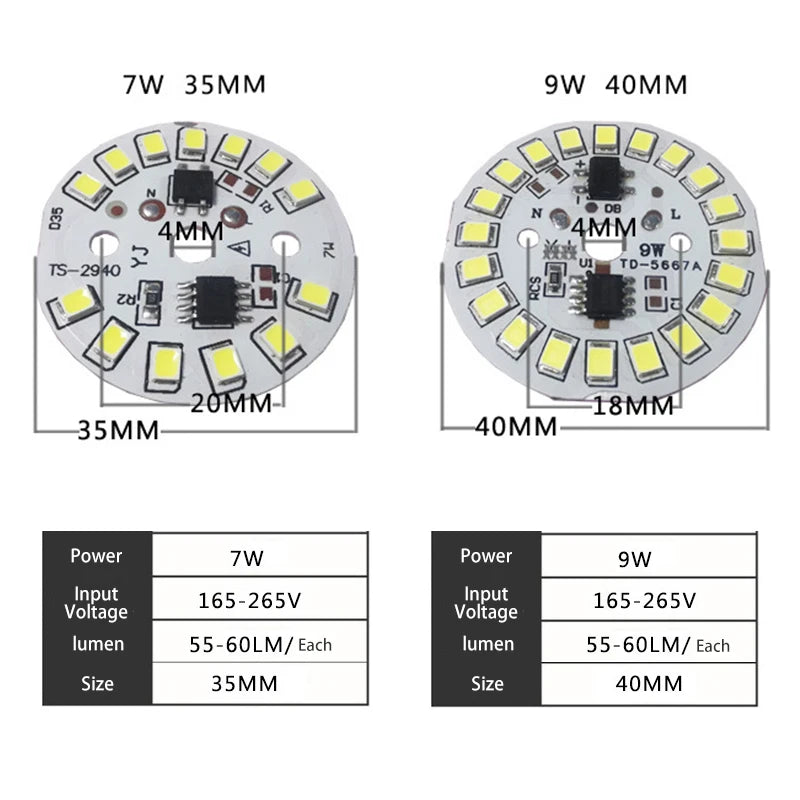 LED COB Chip AC165-265V 3W 5W 7W 9W 12W 15W IP43 LED Beads Smart IC No Need Drive DIY For Spotlight Flood Light Down Lamp