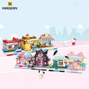 New Keeppley Sanrio Building Blocks Original Kuromi Melody Gemini Cartoon Street View Decoration Model Children's Toys Girl Gift