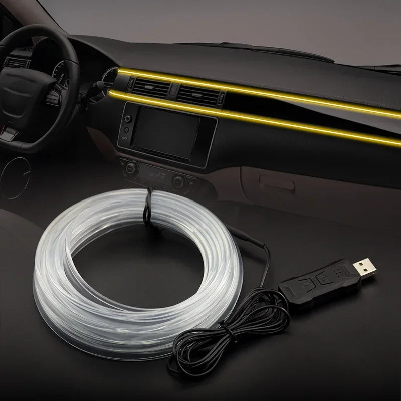 1/2/3/4/5M Car Interior RGB LED Light Strip Ambient Neon Invisible Light USB Fiber Optic Atmosphere Lamp support APP Control
