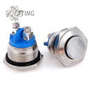 Metal Push Button Switch Waterproof Nickel Plated Brass Self-reset Momentary Locking Latching NO High/Flat Round 16mm IP67