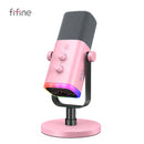 FIFINE USB/XLR Dynamic Microphone with RGB Control/Headphone Jack/Mute,MIC for PC Gaming YouTube Live-Streaming AmpliGame-AM8P