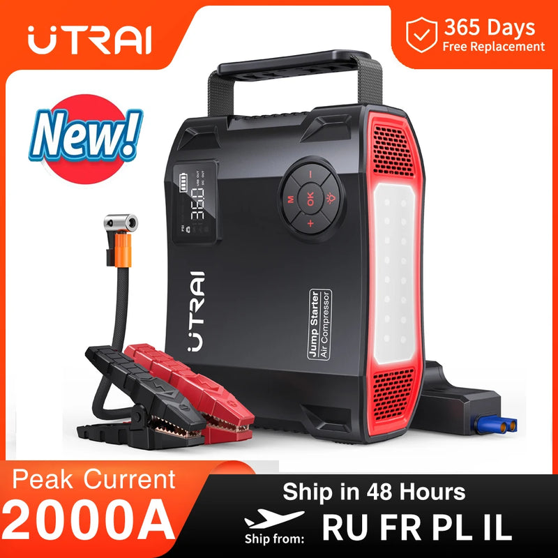 UTRAI 2000A  4 In 1 Jump Starter  Power Pack Portable Car Battery Booster Auto Starting Device for Petrol Diesel Vehicles