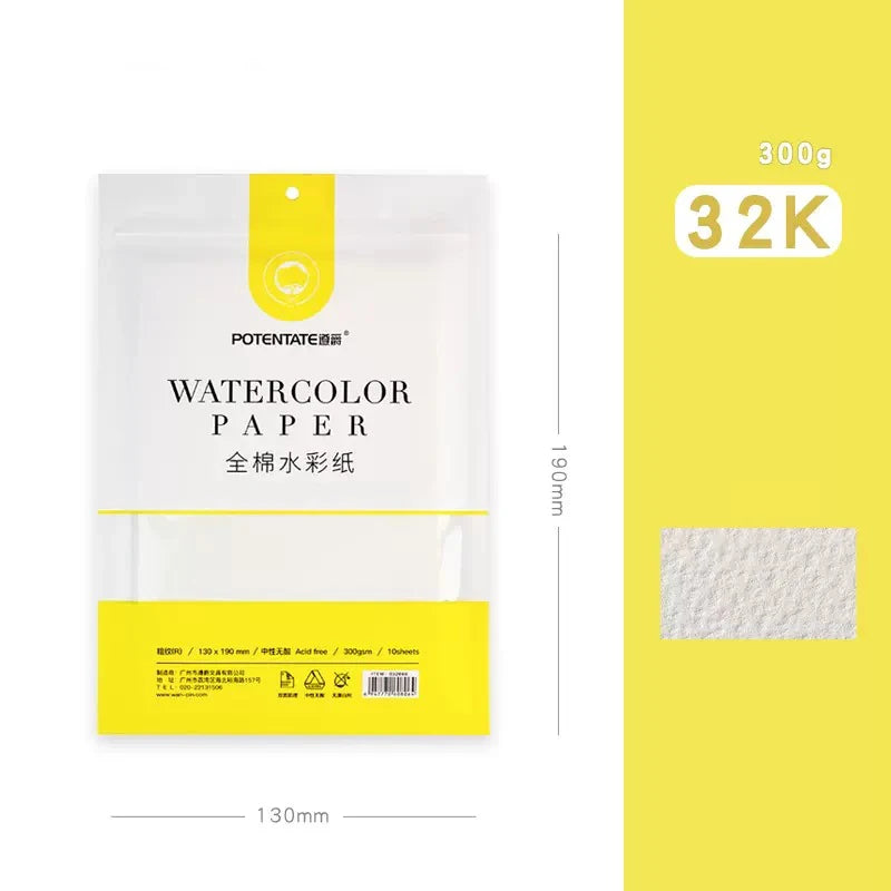 100% Cotton Watercolor Paper,10 Sheets/Bag, 300GMS