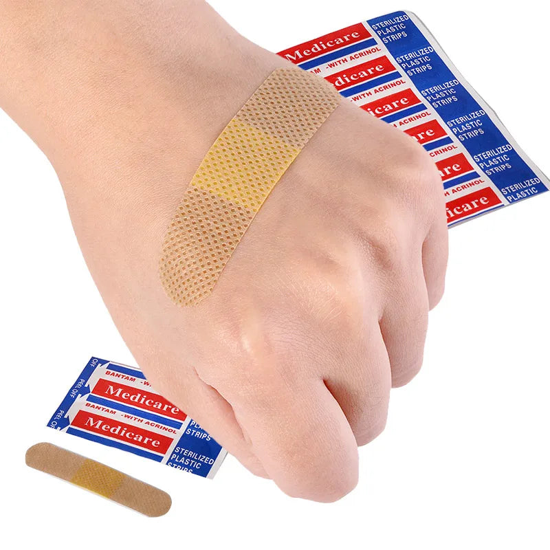 100pcs Bandage Aids Waterproof Breathable Cushion Adhesive Plaster Wound Hemostasis Sticker Band First Aid