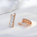 Kinel Luxury Three Big White Natural Zircon English Earrings For Women 585 Rose Gold Silver Color Mix Wedding Daily Fine Jewelry