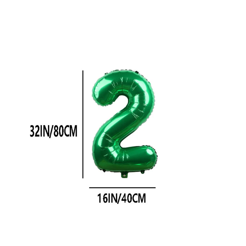 19PCS/PACK 32 inch Green Digital Dinosaur Aluminum Film Balloon Set Forest Theme Party Decoration Balloon