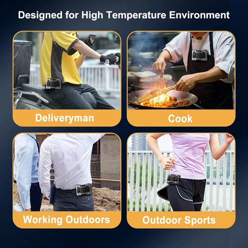 Outdoor Portable Waist Fan 20000mAh Rechargeable Portable Hanging Neck Fan Outdoor Travel Sports Waist Clip Fan with Power Bank