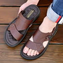 Leather Sandals Men's Cowhide Breathable Summer Casual Shoes Platform Sandals Dual-purpose Sandals Slipper Beach Shoes