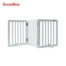 SucceBuy Free Standing Dog Gate Freestanding Pet Gate 3 Panels Foldable Dog Gate for Narrow Passageways Expandable Dog Barrier