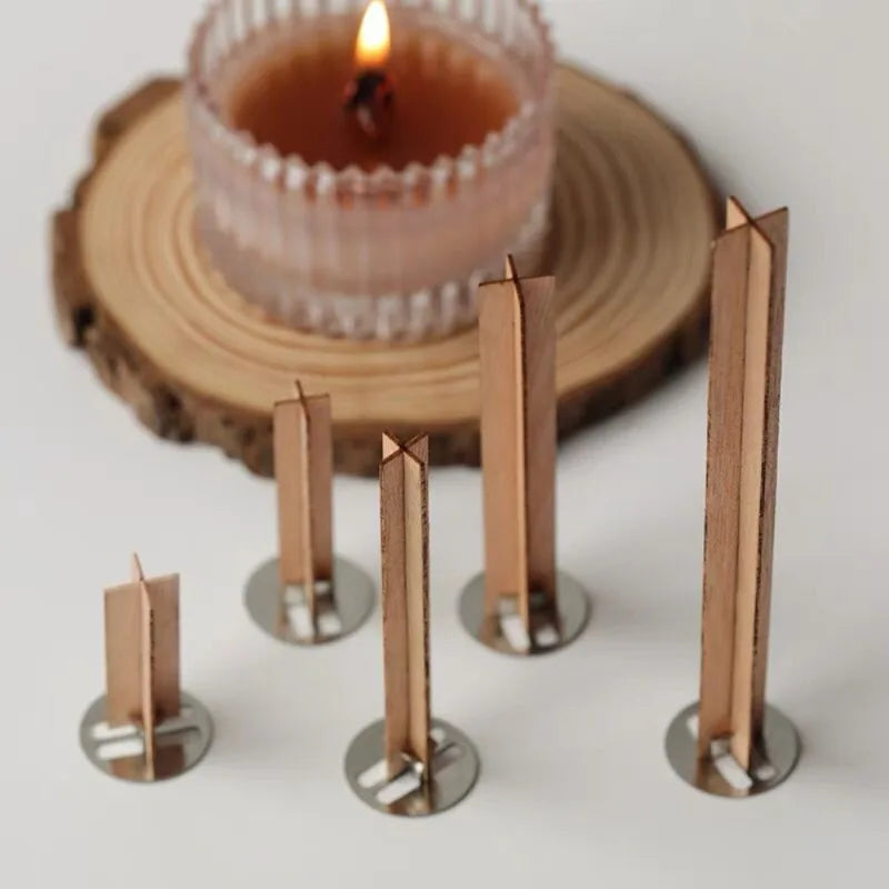 10pcs 3-10cm Length Cross Wooden Wood Cag Supply Soy Parffin Wax Wickndle Wicks Candle Wick Core with Bases for DIY Candle Makin