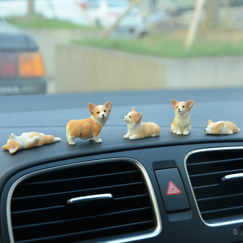 Car Dashboard Dog Toys Accessories Decorate Exquisite Mini Corgi Resin Doll Ornament Auto Interior Cute Puppy Gift Decorations