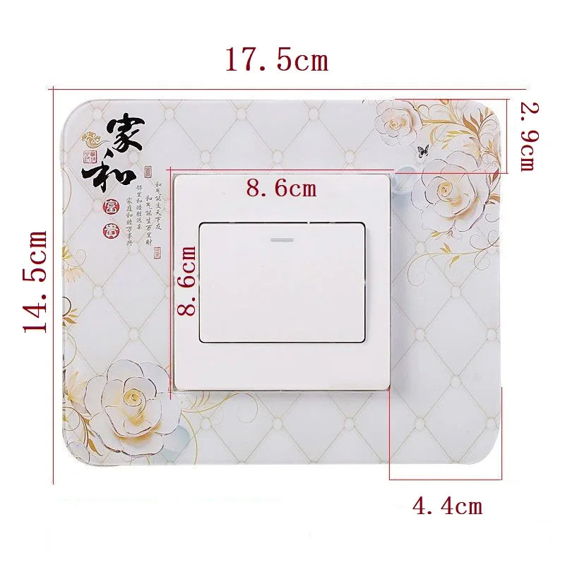 Chinese Retro Style Acrylic Socket Switch Sticker Wall Stickers Home Decor Living Room Decoration Light Switch Cover Plate T034