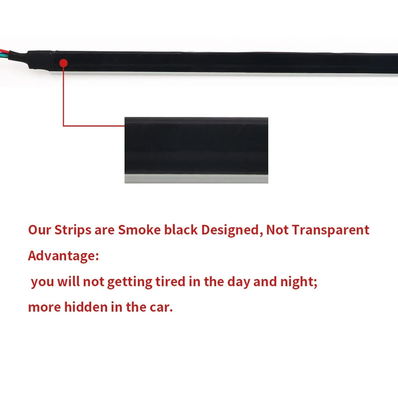 For LED Acrylic Strips Light Part Backlight Guide Car Ambient Lights Smoke Matt Black Tape Sticker Hidden Ambient Lighting Tape