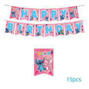 Disney Pink Lilo & Stitch Birthday Party Supplies Disposable Tableware Set  Girls Baby Showe Plate Banner Table Cloth Balloon