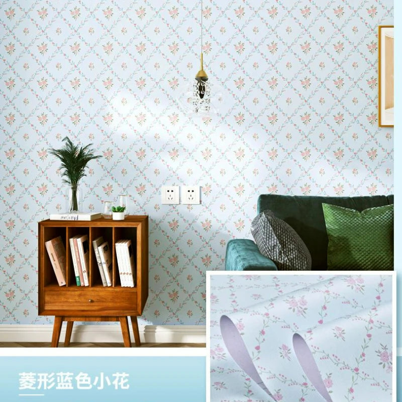 Wallpaper Self-adhesive Bedroom Warm Waterproof and Moisture-proof Pastoral Flower Background Wall Room Decoration Sticker