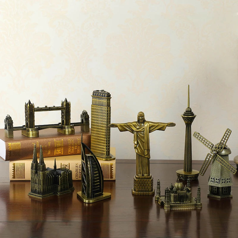 Metal World Famous Building Architecture Model Statue Landmark Tourist Souvenir Home Office Decoration