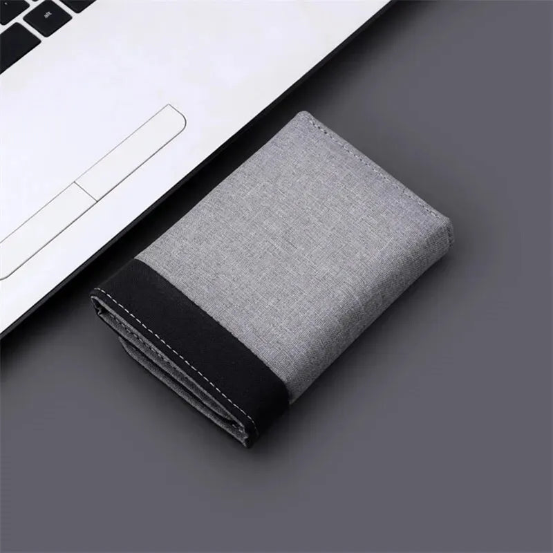 Canvas Men Wallet Black/blue/gray Card Holder Wallet Male Money Bag ID Photo Bank Holder Short Purse Credit Card Case Bag