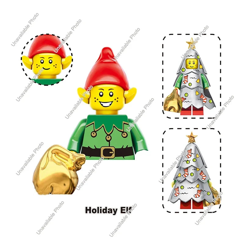 Hot Toys TV6302 TV6303 2024 Merry Christmas Gift Grinch Holiday Elf Santa Rex Darth Vader Building Blocks Mini Action Figure Toy