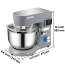 VEVOR Stand Mixer 660W Electric Dough Mixer with 6 Speeds LCD Screen Timing 5.8 Qt Stainless Steel Bowl Dough Hook Flat Beater