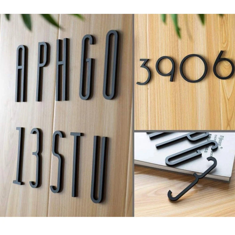 4 Inch 100mm Self Adhesive Big Modern Door Number for Exterior House Apartment Plaque Mailbox Address Digits Sticker Sign Black