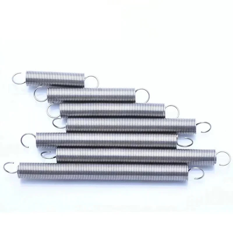 5/2Pcs Wire Diameter: 1.0mm, 304 Stainless Steel S-hook Spiral Coil Tension Spring, Outer Diameter: 6-12mm, Length: 20-120mm