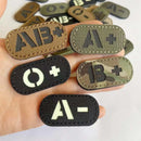 5*2.5CM IR Reflection Blood Type A B AB O POS NEG Embleem Hook and Loop Patches,Tactical Badges Clothes Stickers Glow in Dark