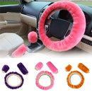 3Pcs/Set Winter Car Soft Wool Steering Wheel Cover Handbrake Warm Fur Case Gear Lever Sleeve Accessories Fashion Auto Interior