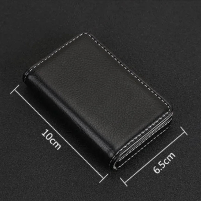 Multicolor High-Grade PU Leather+stainless Steel Metal Card Box Magnetic Business Card Holder Men/Women Credit  Bank Card Case