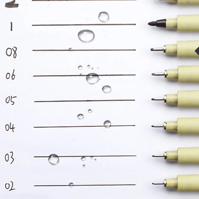 Pigment Liner Micron Pen Set Neelde Drawing Pens lot 005 01 02 03 04 05 08 1.0 Brush Art Markers Fineliner Sketching Pen
