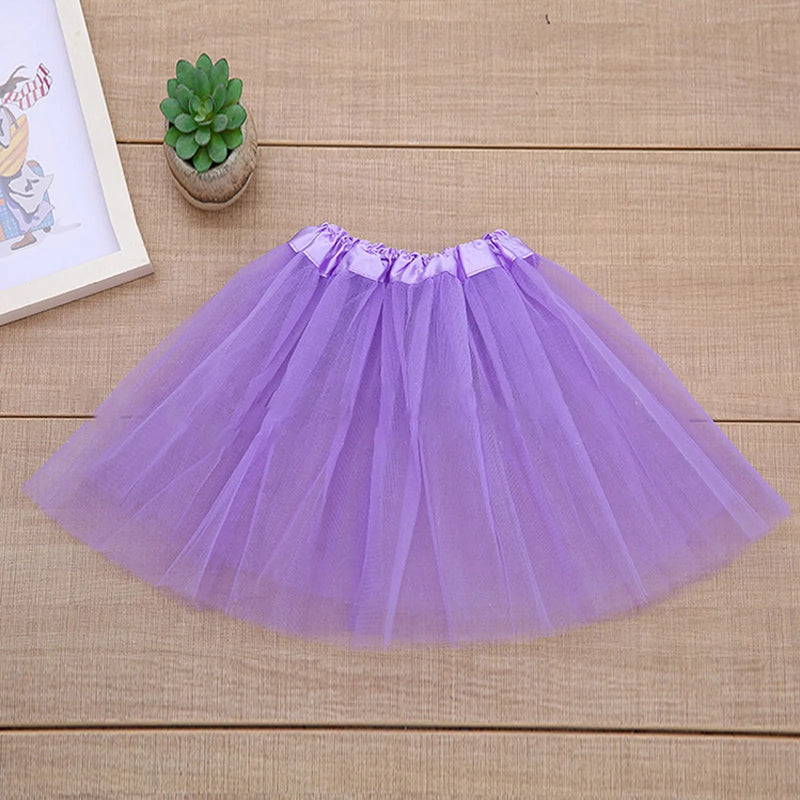 Fashion Kids Mesh Miniskirts Girls Princess Solid White Dance Ballet Tutu Brand Party Dress Girl Faldas Skirt Elastic Clothes