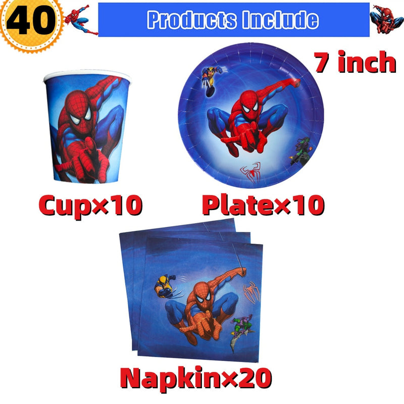 10/20 people Spiderman Theme Birthday Party Decorations Set Paper Cup 7inch Plate Superhero Baby Shower Kids Boys Party Supplies