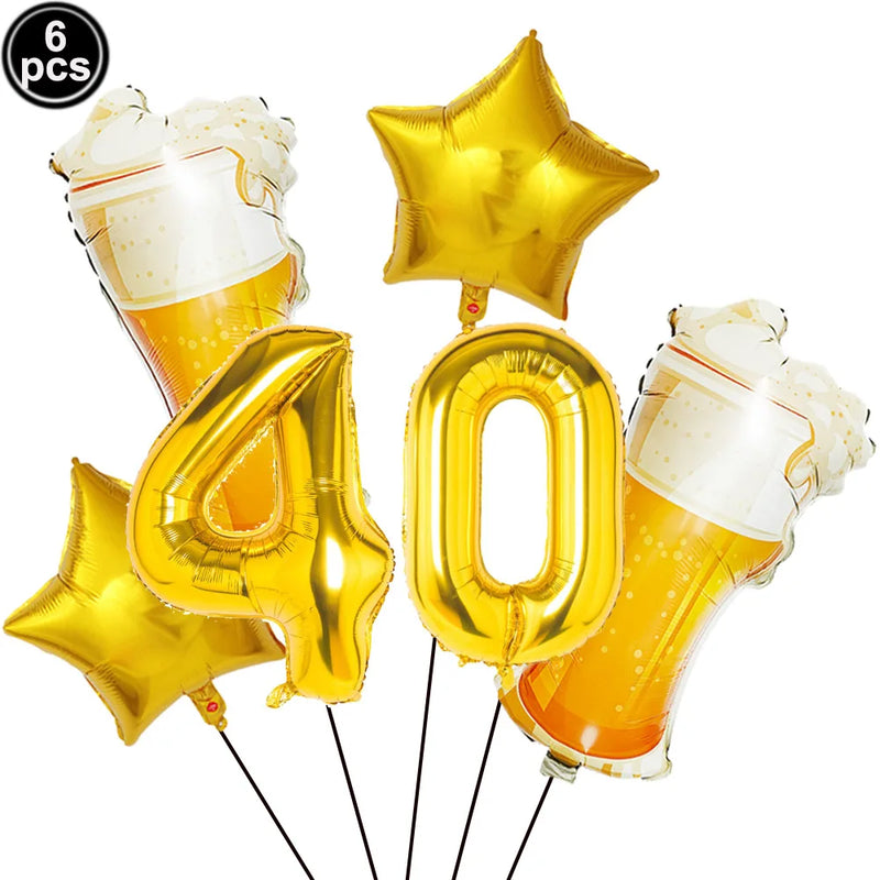 40th Birthday Party Disposable Tableware Plate Cup Napkin Black Gold Party Decorations Birthday Balloon 40 Years Party Supplies