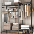 Coat Rack Movable Double Clothes Shelf Clothes Floor-Standing Bedroom Wheeled Floor Hangers Storage Coat Rack Clothes Racks